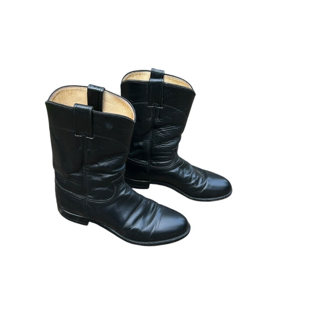 Justin Men's Black Western Roper Collection Dress Boot Size 8 D Style 3133 - Picture 2 of 11